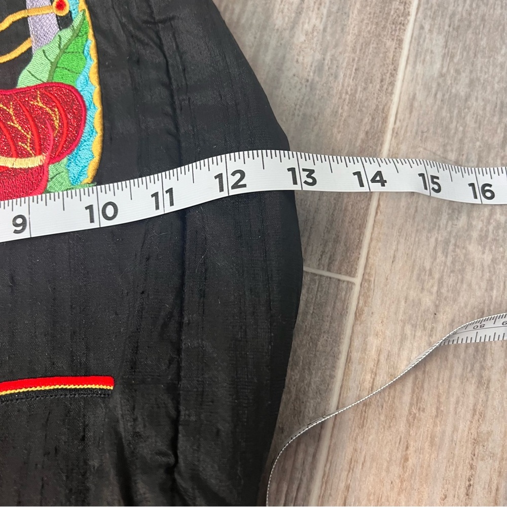 Handmade Embroidered Floral High Heel Crossbody Bag Black Red Tassel Artisan - Picture 9 of 10